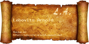 Lebovits Arnold névjegykártya